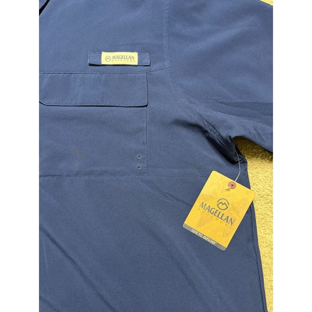 Magellan Outdoor Barton Creek LS Shirt 2XL Moisture Wicking Medieval Blue